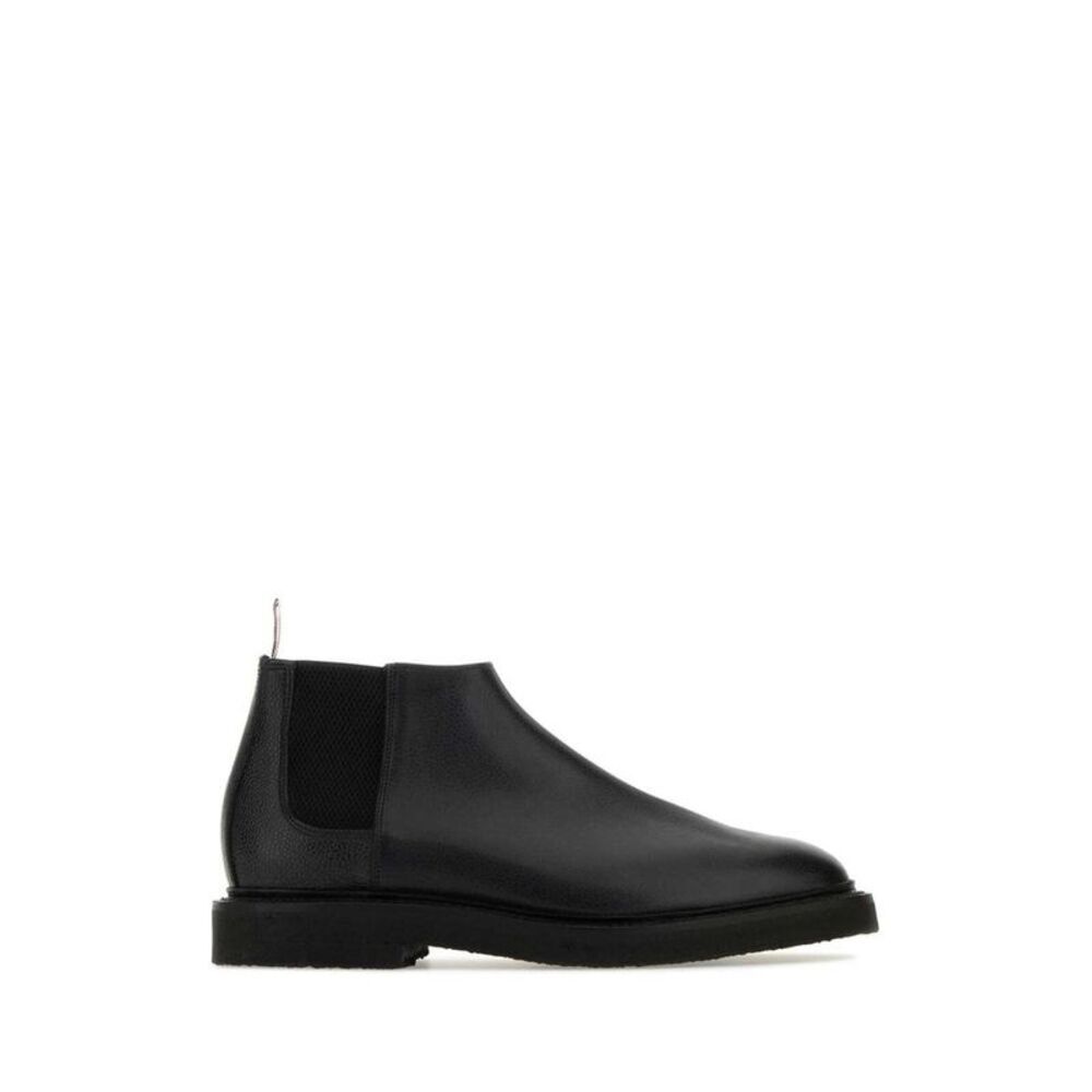 THOM BROWNE Men's Pebble Grain Leather Chelsea Boots Men BLACK